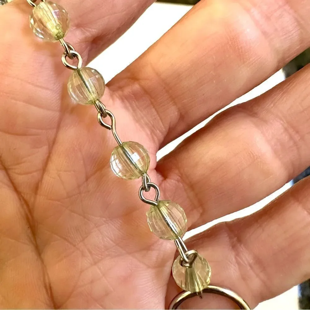 Green silver  tone beaded necklace